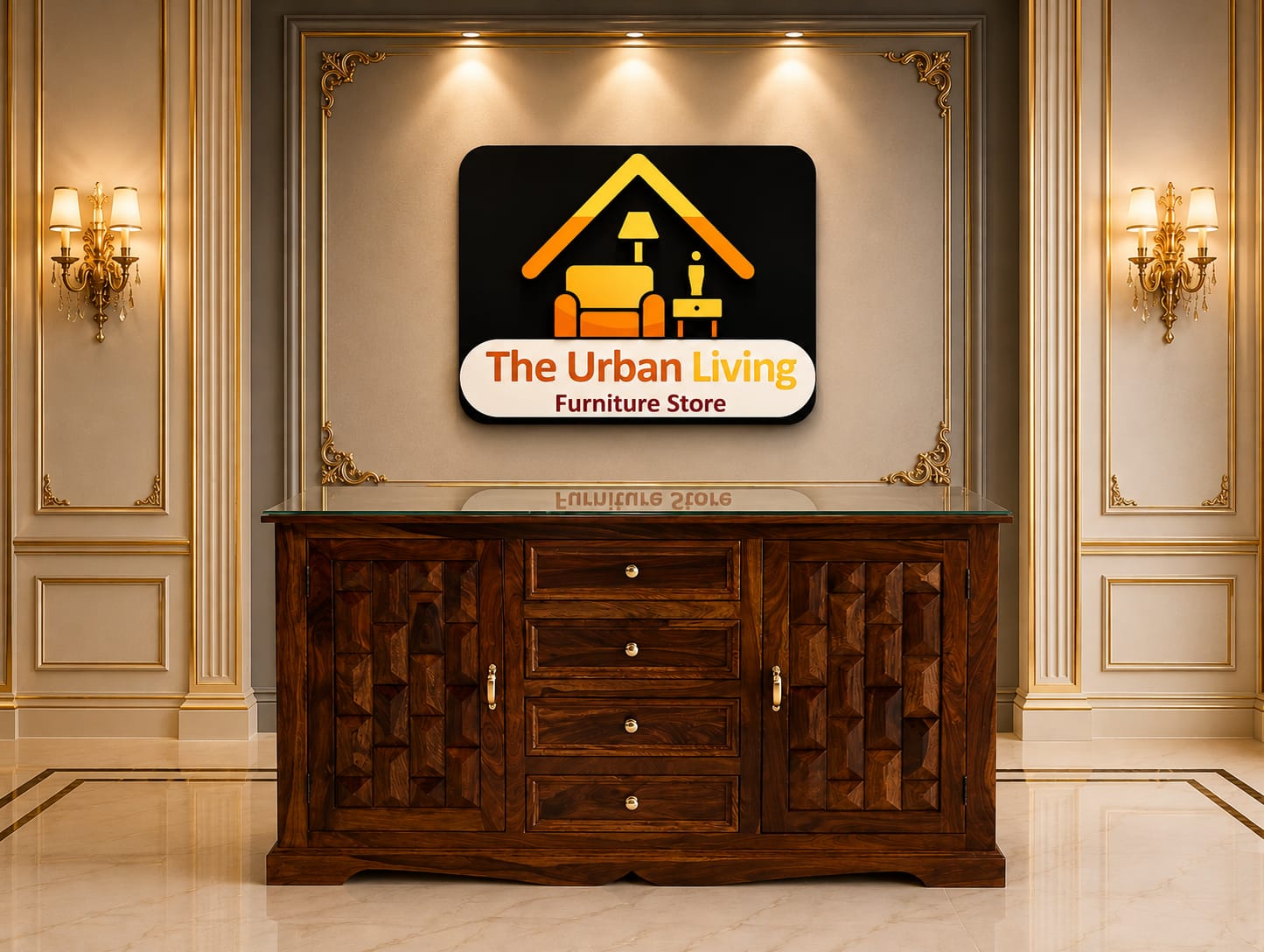Diamond Carved Sideboard
